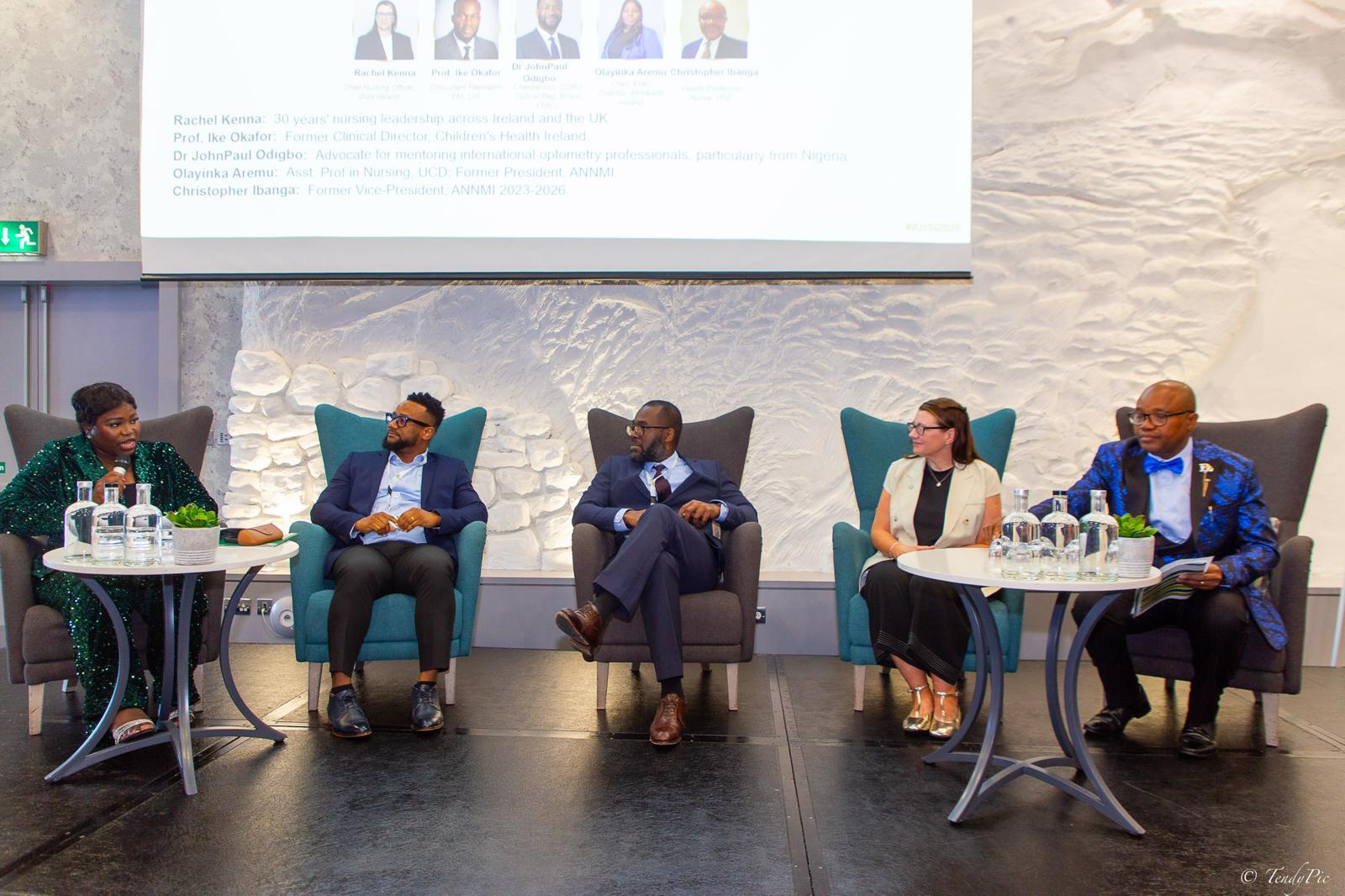 John Paul Odigbo with fellow speakers during the African Health Summit Ireland plenary session